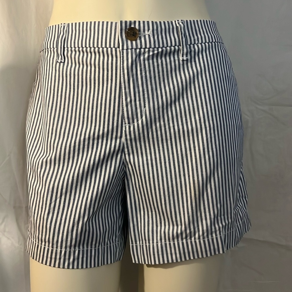 Old Navy blue and white pinstripe shorts.